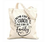 AILOONG Polyester Cotton Storage bags some call it chaos we family quote 12 oz thick fabric Customizable slogan 25x30cm Small