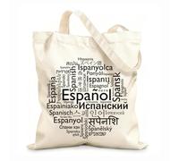 AILOONG Polyester Cotton Storage bags spanish language word collage 12 oz thick fabric Customizable slogan 35x40cm Large