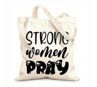 AILOONG Polyester Cotton Storage bags strong women pray lettering quote 12 oz thick fabric Customizable slogan 35x40cm Large
