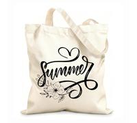AILOONG Polyester Cotton Storage bags summer time lettering calligraphy letters 12 oz thick fabric Customizable slogan 31x36cm Medium