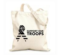 AILOONG Polyester Cotton Storage bags Support Our Troops United States Of America 12 oz thick fabric Customizable slogan 25x30cm Small