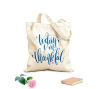 AILOONG Polyester Cotton Storage bags today i am thankful hand written lettering 340g/m² thick fabric Customizable slogan