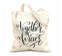 AILOONG Polyester Cotton Storage bags together forever and hand lettering 12 oz thick fabric Customizable slogan 35x40cm Large