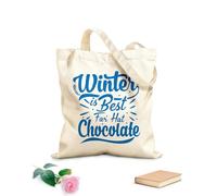 AILOONG Polyester Cotton Storage bags Winter Is The Best For Hot Chocolate 340g/m² thick fabric Customizable slogan