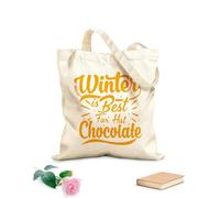 AILOONG Polyester Cotton Storage bags Winter Is The Best For Hot Chocolate 340g/m² thick fabric Customizable slogan