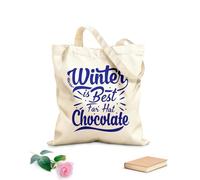 AILOONG Polyester Cotton Storage bags Winter Is The Best For Hot Chocolate 340g/m² thick fabric Customizable slogan