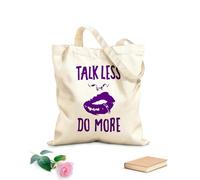 AILOONG Quote Talk Less Do More appeal Girl Lips Piercing Unbleached Canvas Tote Bag 340g/m² thick fabric Uses as a tool bag