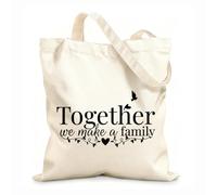 AILOONG Quote Together We Make A Family Love Birds Unbleached Canvas Tote Bag 12 oz thick fabric Uses as a tool bag 31x36cm Medium