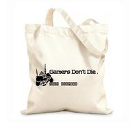 AILOONG Quote Words games Don't Die They Respawn Inspiring Letters Unbleached Canvas Tote Bag 12 oz thick fabric Uses as a tool bag 31x36cm Medium