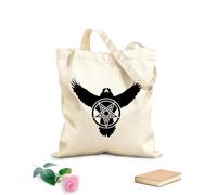 AILOONG Raven Pentagram Pentacle Symbol Five Elements Unbleached Canvas Tote Bag 12 oz thick fabric Uses as a tool bag 31x36cm Medium