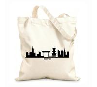 AILOONG Reinforced Bottom Canvas Bag asia famous landmark 12 oz thick fabric Uses as a gift bag 25x30cm Small