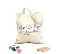 AILOONG Reinforced Bottom Canvas Bag Brush calligraphy Don't be busy doing productive calligraphy 340g/m² thick fabric Uses as a gift bag