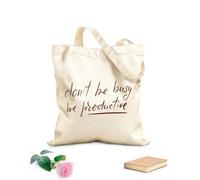 AILOONG Reinforced Bottom Canvas Bag Brush calligraphy Don't be busy doing productive calligraphy 340g/m² thick fabric Uses as a gift bag