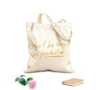 AILOONG Reinforced Bottom Canvas Bag Brush calligraphy Don't be busy doing productive calligraphy 340g/m² thick fabric Uses as a gift bag
