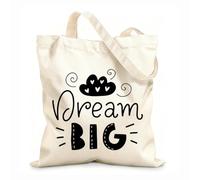 AILOONG Reinforced Bottom Canvas Bag dream big 12 oz thick fabric Uses as a gift bag 35x40cm Large