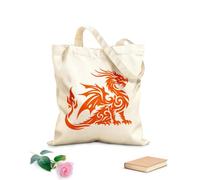 AILOONG Reinforced Bottom Canvas Bag fierce dragon silhouette breathing fire 340g/m² thick fabric Uses as a gift bag