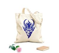 AILOONG Reinforced Bottom Canvas Bag fiery horned devil graphic 340g/m² thick fabric Uses as a gift bag