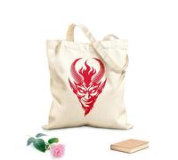 AILOONG Reinforced Bottom Canvas Bag fiery horned devil graphic 340g/m² thick fabric Uses as a gift bag