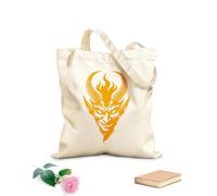 AILOONG Reinforced Bottom Canvas Bag fiery horned devil graphic 340g/m² thick fabric Uses as a gift bag