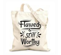 AILOONG Reinforced Bottom Canvas Bag flawed and still worthy quotes 12 oz thick fabric Uses as a gift bag 31x36cm Medium