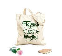 AILOONG Reinforced Bottom Canvas Bag flawed and still worthy quotes 340g/m² thick fabric Uses as a gift bag