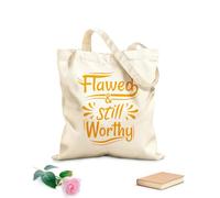 AILOONG Reinforced Bottom Canvas Bag flawed and still worthy quotes 340g/m² thick fabric Uses as a gift bag