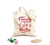 AILOONG Reinforced Bottom Canvas Bag flawed and still worthy quotes 340g/m² thick fabric Uses as a gift bag