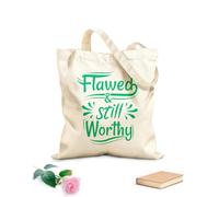 AILOONG Reinforced Bottom Canvas Bag flawed and still worthy quotes 340g/m² thick fabric Uses as a gift bag