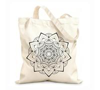 AILOONG Reinforced Bottom Canvas Bag floral mandala design art 12 oz thick fabric Uses as a gift bag 35x40cm Large