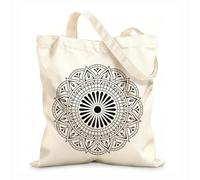 AILOONG Reinforced Bottom Canvas Bag Floral mandala pattern 12 oz thick fabric Uses as a gift bag 35x40cm Large