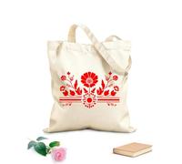 AILOONG Reinforced Bottom Canvas Bag flower mosaic geometric tile logo structu garden icon 340g/m² thick fabric Uses as a gift bag