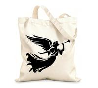 AILOONG Reinforced Bottom Canvas Bag flying angel with trumpet symbolizing epiphany events and christian festivities 12 oz thick fabric Uses as a gift bag 25x30cm Small