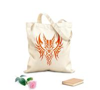 AILOONG Reinforced Bottom Canvas Bag flying dragon head tattoo silhouette facing forward 340g/m² thick fabric Uses as a gift bag