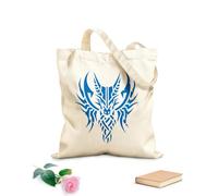 AILOONG Reinforced Bottom Canvas Bag flying dragon head tattoo silhouette facing forward 340g/m² thick fabric Uses as a gift bag