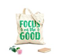 AILOONG Reinforced Bottom Canvas Bag focus on the good motivational quotes hand drawn lettering 340g/m² thick fabric Uses as a gift bag