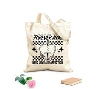 AILOONG Reinforced Bottom Canvas Bag Forever alone slogan design with sword in heart 12 oz thick fabric Uses as a gift bag 25x30cm Small