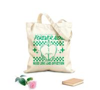 AILOONG Reinforced Bottom Canvas Bag Forever alone slogan design with sword in heart 340g/m² thick fabric Uses as a gift bag