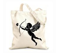 AILOONG Reinforced Bottom Canvas Bag four cupid angels with bow and arrow 12 oz thick fabric Uses as a gift bag 35x40cm Large