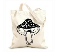 AILOONG Reinforced Bottom Canvas Bag fungus surreal astrology style 12 oz thick fabric Uses as a gift bag 35x40cm Large