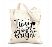 AILOONG Reinforced Bottom Canvas Bag funny christmas alcohol 12 oz thick fabric Uses as a gift bag 31x36cm Medium