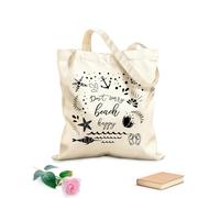 AILOONG Reinforced Bottom Canvas Bag Funny summer quote don't worry have fun at the beach 12 oz thick fabric Uses as a gift bag 31x36cm Medium