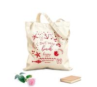 AILOONG Reinforced Bottom Canvas Bag Funny summer quote don't worry have fun at the beach 340g/m² thick fabric Uses as a gift bag