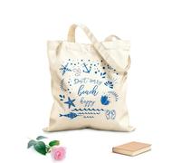 AILOONG Reinforced Bottom Canvas Bag Funny summer quote don't worry have fun at the beach 340g/m² thick fabric Uses as a gift bag