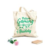 AILOONG Reinforced Bottom Canvas Bag future gaming buddy game quotes emblem video games love gaming 340g/m² thick fabric Uses as a gift bag