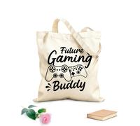 AILOONG Reinforced Bottom Canvas Bag future gaming buddy game quotes emblem video games love gaming 12 oz thick fabric Uses as a gift bag 35x40cm Large