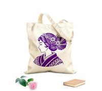 AILOONG Reinforced Bottom Canvas Bag geisha tattoo japanese 340g/m² thick fabric Uses as a gift bag