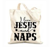 AILOONG Reinforced Bottom Canvas Bag gift jesus i love jesus and naps god lord design 12 oz thick fabric Uses as a gift bag 25x30cm Small
