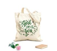 AILOONG Reinforced Bottom Canvas Bag girl do it 340g/m² thick fabric Uses as a gift bag
