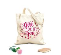 AILOONG Reinforced Bottom Canvas Bag girl do it 340g/m² thick fabric Uses as a gift bag