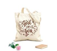 AILOONG Reinforced Bottom Canvas Bag girl do it 340g/m² thick fabric Uses as a gift bag